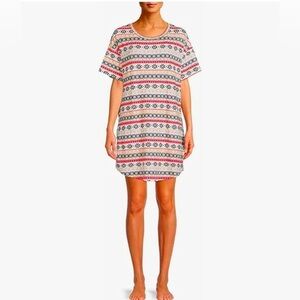 Secret Treasure Fair Isle Women's Soft Sleep Shirt with Pockets NEW Small/Medium